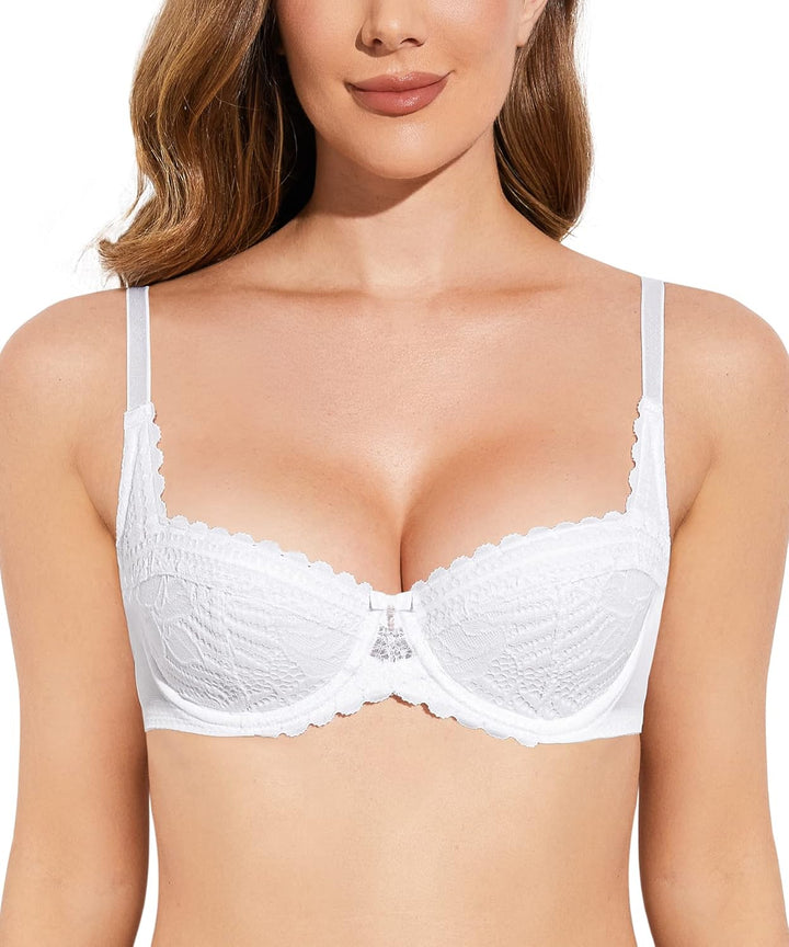 Deyllo Push up BH Damen mit Bügel Spitzen Balconette Dirndl BH Comfy Schalen Lingerie Sexy Demi Cup