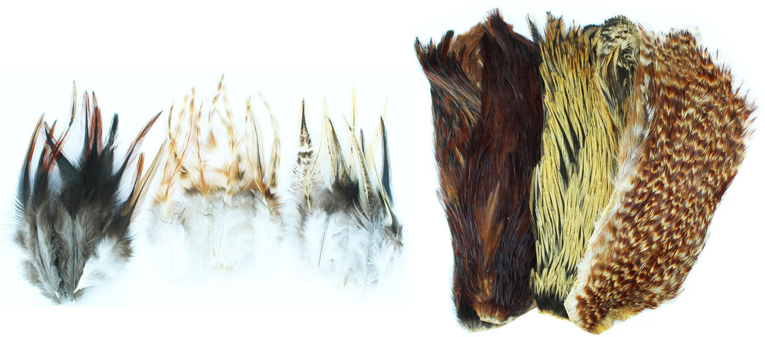 Fliegenbinde Federn Bindematerial in 2 verschiedenen Farbvariationen Natural, Natural