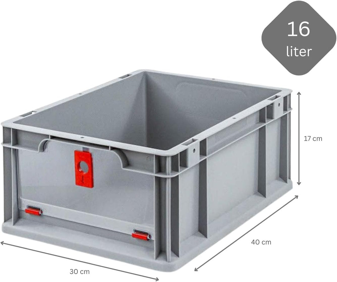 SuperSparSet 10x Eurobox NextGen Insight Cover | HxBxT 17x30x40 | 16 Liter | Niedrig/Rot | Eurobehäl