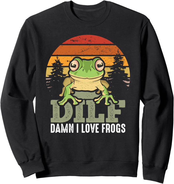 DILF Damn I Love Frogs Lustiger Retro-Frosch Sweatshirt