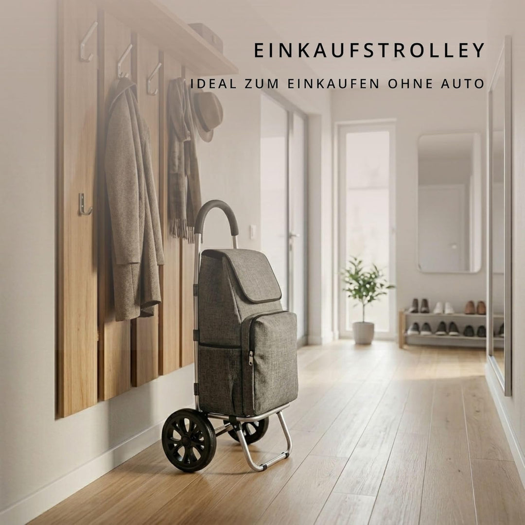 Einkaufstrolley klappbar mit Kühlfach, Einkaufshilfe Aluminium leicht, Einkaufswagen Shopper Trolley