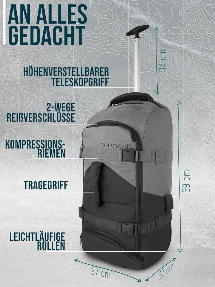 normani Backpacker Reisetaschen-Rucksack mit Trolleyfunktion - Trolley mit Frontloader Funktion und