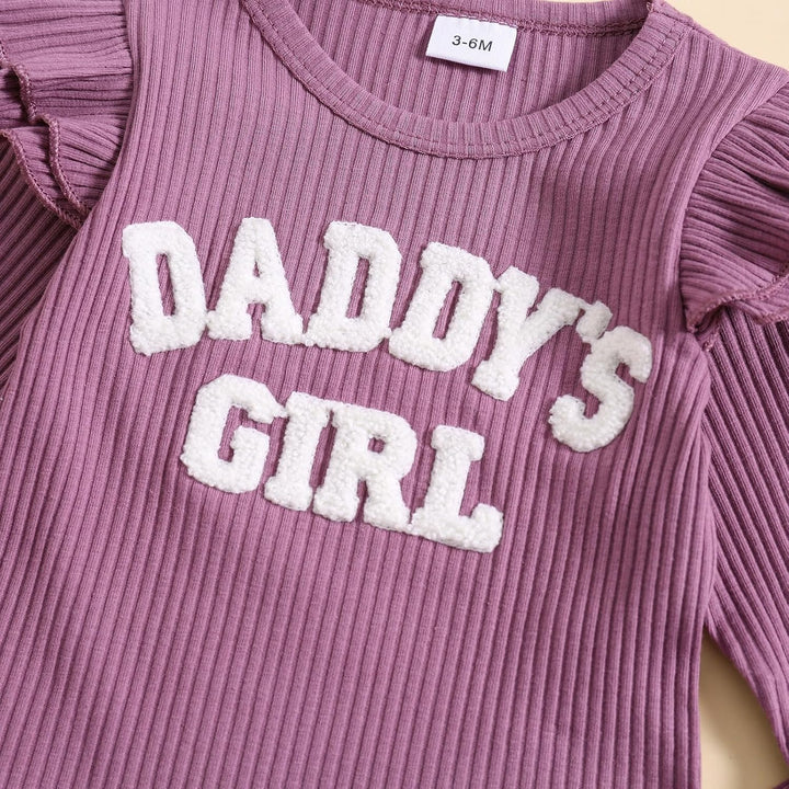 JiAmy Neugeborene Baby Mädchen Kleidung Rüschen Langarm Spitze Strampler Daddys Girl Bodysuit und La