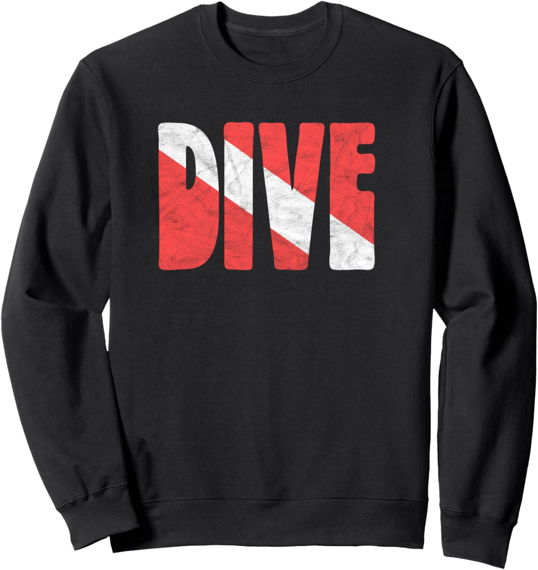 Dive! SCUBA Vintage Eighties Retro Distressed Diving Flag Sweatshirt
