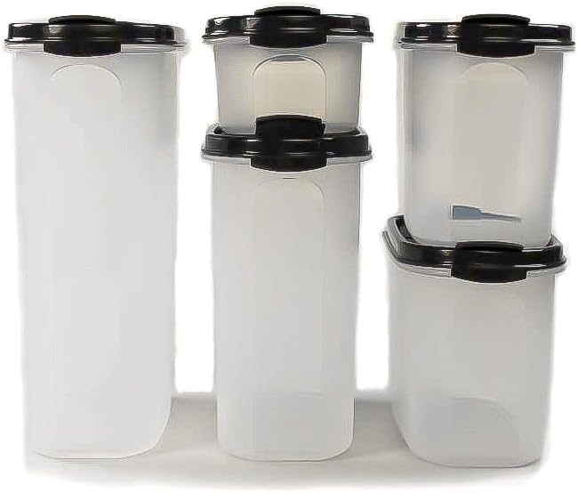Tupperware Eidgenossen 2,3L+1,7L+1,1L (2) +500ml schwarz mit Schütte Modular