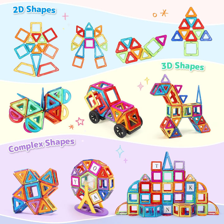 ECHOCUBE Magnetische Bauklötze für Kinder 116PC Set - Bauklötze, STEM Konstruktionsspielzeug mit leu