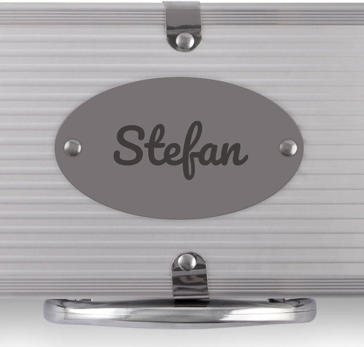 Grillkoffer 3-teilig Grillbesteck Edelstahl Grill Set mit Gravur - Schriftzug Name