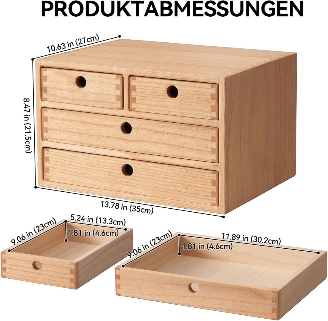 KIRIGEN Holz Schreibtisch-Organizer mit Schubladen Heimarbeitsplatz Bürobedarf Holz Aufbewahrungsbox