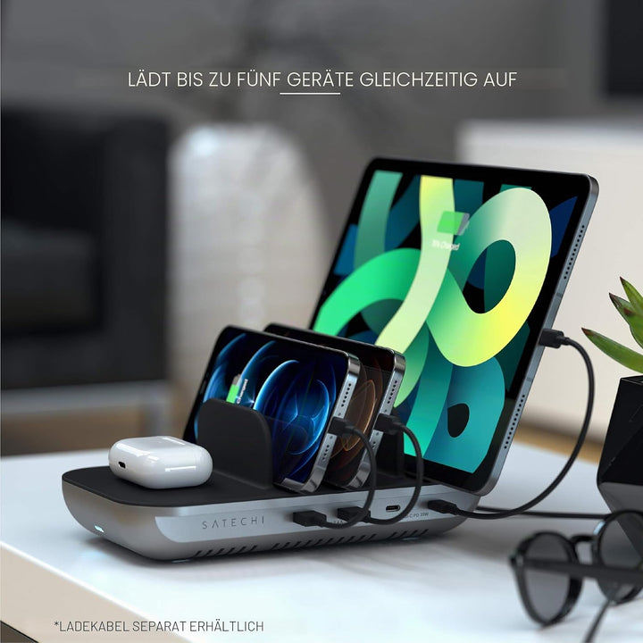 SATECHI Multi-Device-Ladestation mit kabellosem Laden – für iPad Air &amp; Pro M4 M3 M2 M1, MacBook Air