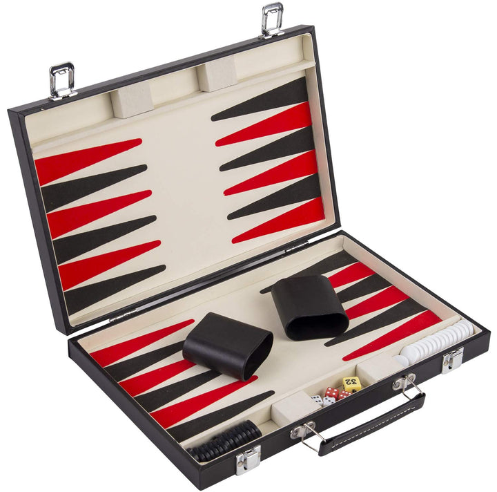 Engelhart - Schwarzes und weisses rotes Backgammon 36 cm - 250505