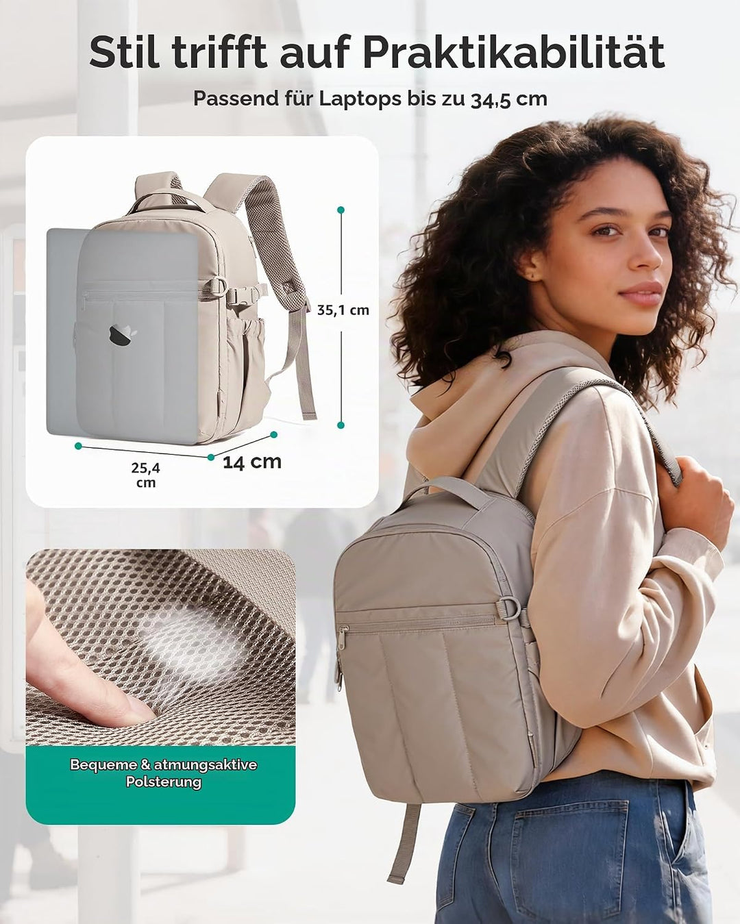 bagsmart Kamerarucksack Fotorucksack wasserdicht mit 13.6 Zoll Laptopfach für Sony Nikon Canon Kamer
