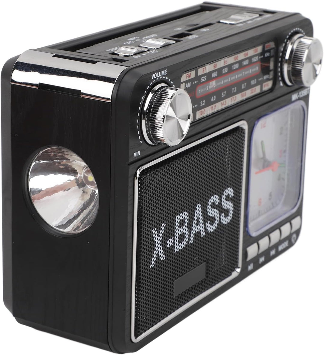 AM FM SW Bandradio, Kleines Retro Vintage Radio mit Lichtuhr, Bluetooth Lautsprecher, Kopfhöreransch