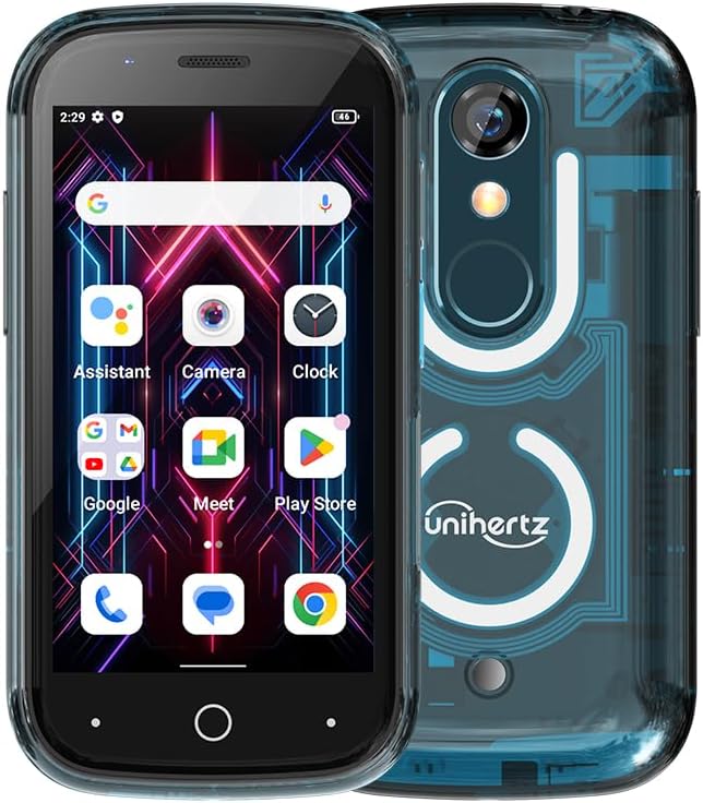 Unihertz Jelly Star (Blau) – Kleinstes 4G-Smartphone mit LED-Licht und 3-Zoll-Display, Android 13, 8
