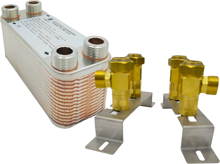 Edelstahl Plattenwärmetauscher Nordic Tec Ba-12-30 30 Platten 65kW 3/4” mit Isolierung mit Wandbefes