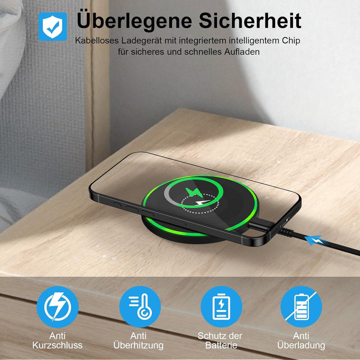Induktive Ladestation Wireless Charger für Samsung Galaxy S26 S25 Ultra S24 FE S23 S22 S21 S20, iPho