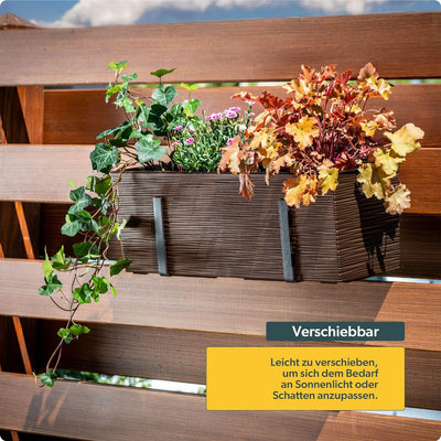 KADAX Blumenkasten aus Kunststoff, 18,5x56 cm, Pflanzkasten mit Einsatz, wetterfester Balkonkasten,