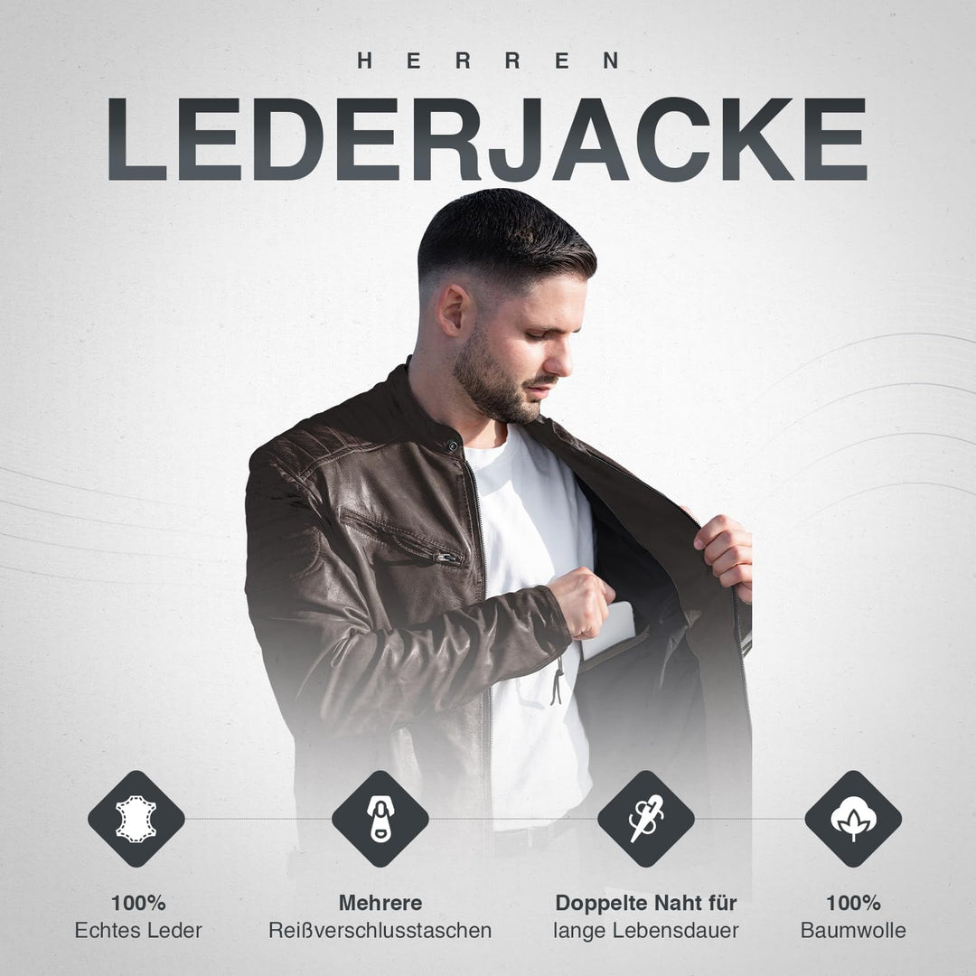 PAULGOS Herren Lederjacke Echtes Leder Jacke Echtleder Übergangsjacke Fashion in 5 Farben Gr. S-7XL