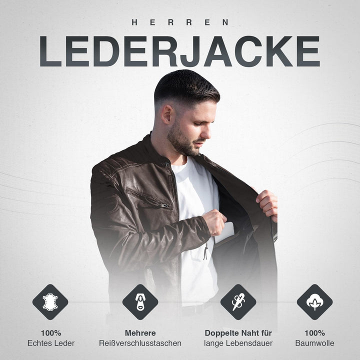 PAULGOS Herren Lederjacke Echtes Leder Jacke Echtleder Übergangsjacke Fashion in 5 Farben Gr. S-7XL