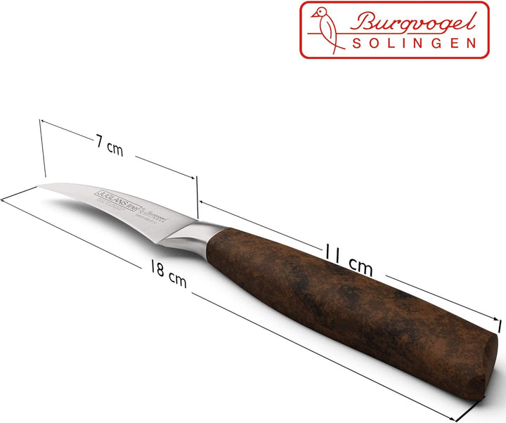 Burgvogel Solingen Juglans Line Küchenmesser Walnussholz 7 cm, rostfrei, Officemesser scharf geschmi