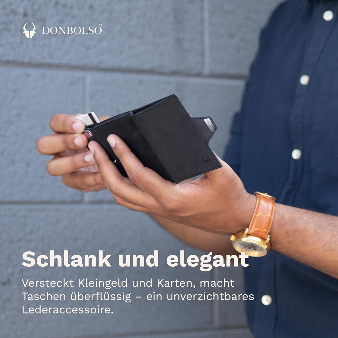 DONBOLSO Wallet NextGen Leder I Slim Wallet mit Münzfach I Geldbeutel mit RFID Schutz I Kartenetui b