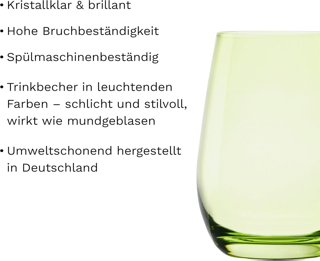 Stölzle Lausitz Gläser ELEMENTS 465 ml Grün I Trinkgläser 6er Set I Gläser-Set spülmaschinenfest I h