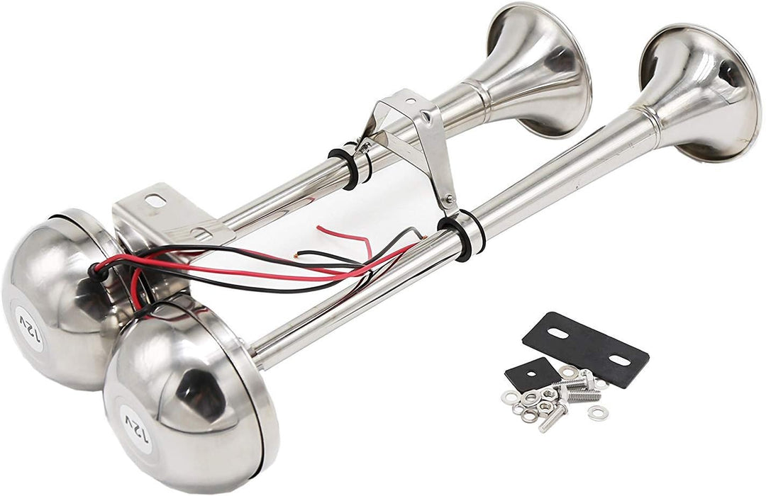 YIYIDA Autohupe elektrisches Horn Hupe elektrisches Auto/Marine Edelstahl 304 Doppelhorn car Horn au