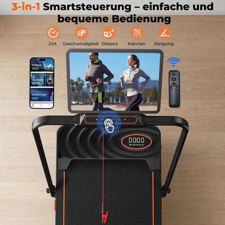 JAGJOG Klappbar Laufband mit Auto 16% Steigung, Laufband für Zuhause 12 km/h, Walking Pad mit APP &