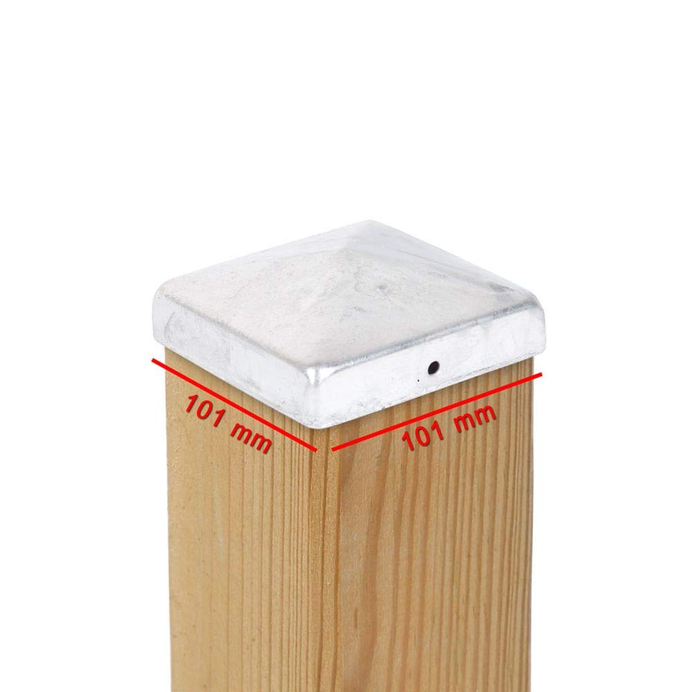 7 x Pfostenkappe Pyramide 101 x 101 mm – Feuerverzinkter Stahl, wetterfest – für Holzpfosten 100 x 1