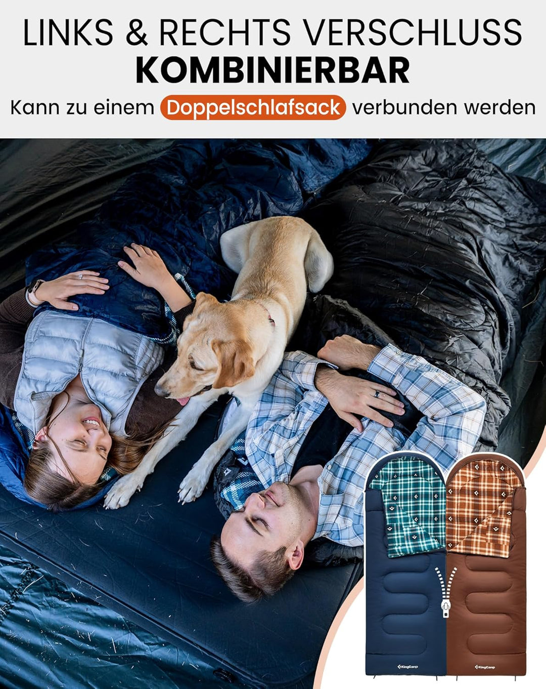 KingCamp Schlafsack für Erwachsene, Winter, Flanell, kompakt, 3-4 Jahreszeiten, Decke für Camping, R