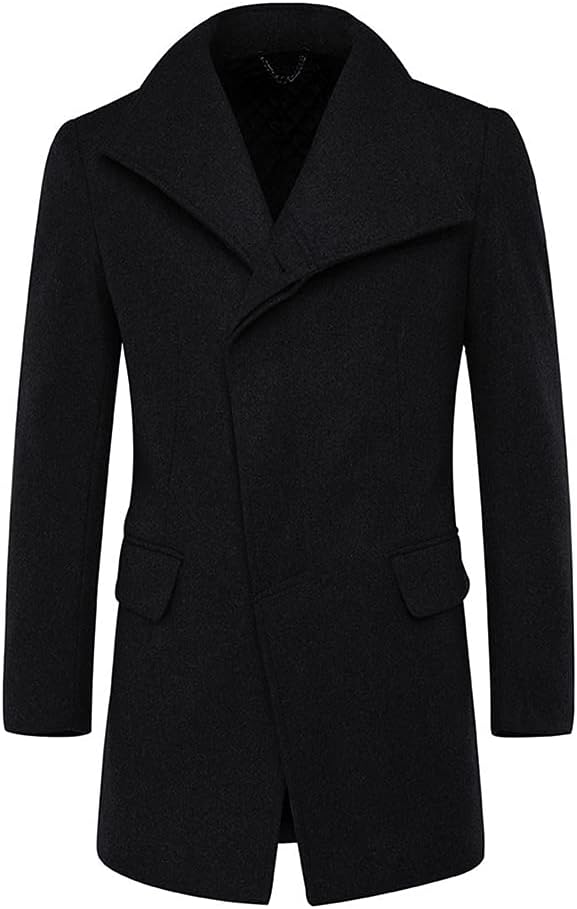 Allthemen Wintermantel Mantel Herren Lang Slim Fit Herrenmantel Winter Schwarz Business Mantel Herre