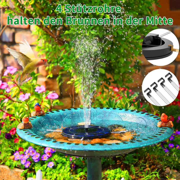 AISITIN Solar Springbrunnen für Aussen Verbesserter, Solarbrunnen für Draussen mit 6 Sprüh Effekten,
