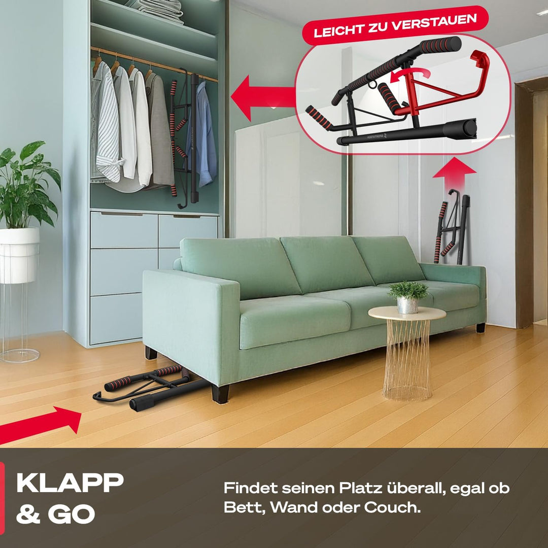 Sportstech Pullmate Klimmzugstange für Zuhause zum Einhängen, Türrahmenmontage ohne Schrauben, verst