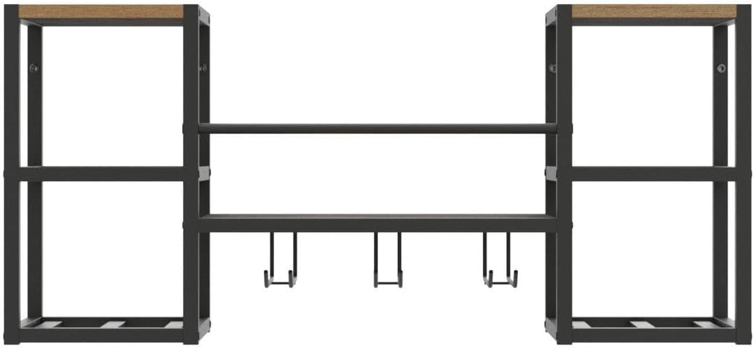 VEDECASA industriell wandmontierte Weinregal mit 3 Dampfglashalter Partial Holzregal Schwarz Metallf