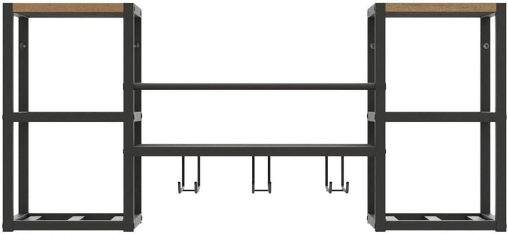 VEDECASA industriell wandmontierte Weinregal mit 3 Dampfglashalter Partial Holzregal Schwarz Metallf