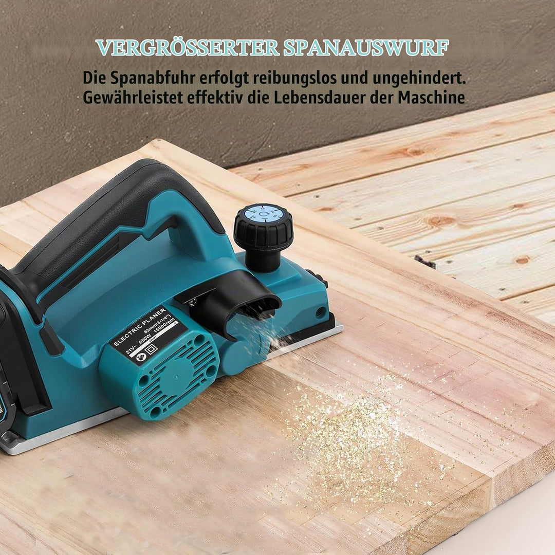 Akku-Hobel Kompatibel mit Makita 18V Batterie, 3200r/min Handgeführte Elektrische Holzhobelmaschine