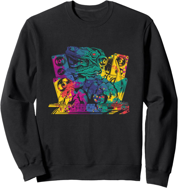 Bunter Trex DJ Techno Musik edm Party Sweatshirt
