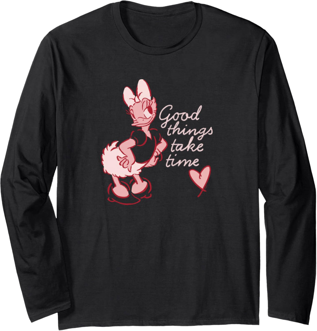 Disney Daisy Duck Retro Vintage Heart Good Things Take Time Langarmshirt