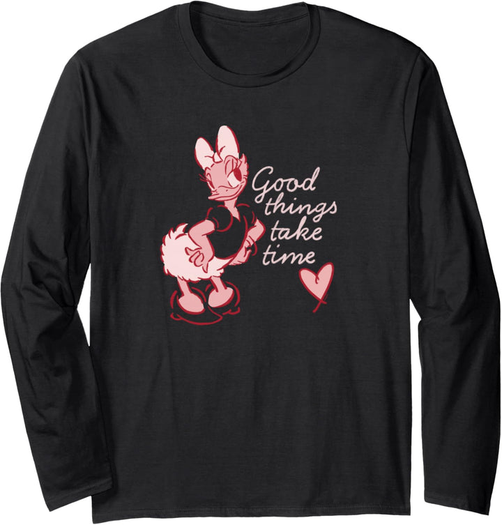Disney Daisy Duck Retro Vintage Heart Good Things Take Time Langarmshirt
