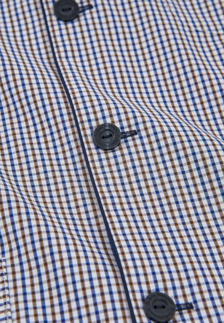 El Búho Nocturno Schlafanzug Herren Lang Baumwolle Pyjama Für Herren Klassisch Revers Knopfjacke Kar