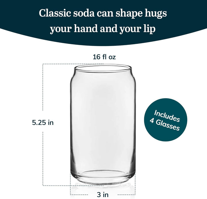Libbey Klassische Dosengläser, 473 ml, 4 Stück Clear, Clear