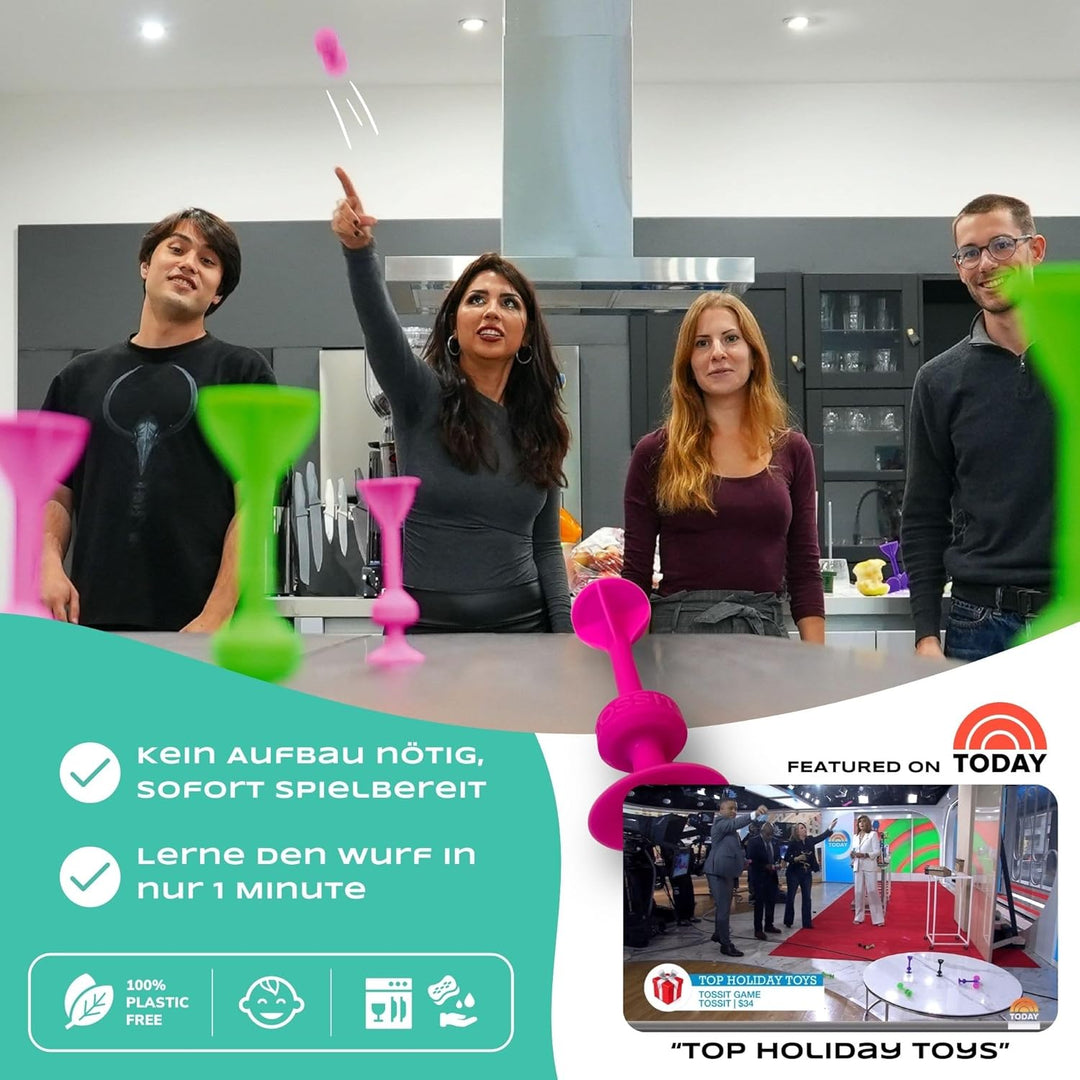 TOSSIT Spiel Violett Grün, Dartpfeil Silikon-Saugnapf, Boccia innen aussen, starker und langlebiger