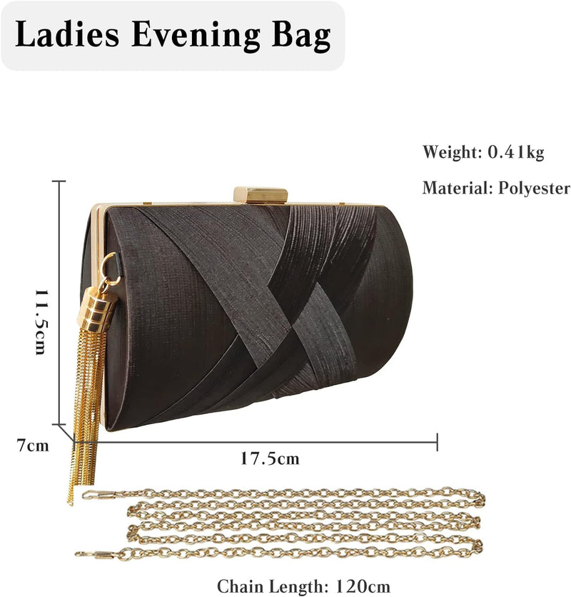 CORIOS Damen Clutch Tasche Abendtasche Fransen Kettentasche Tasche Luxurious Klein Umhängetasche Ele