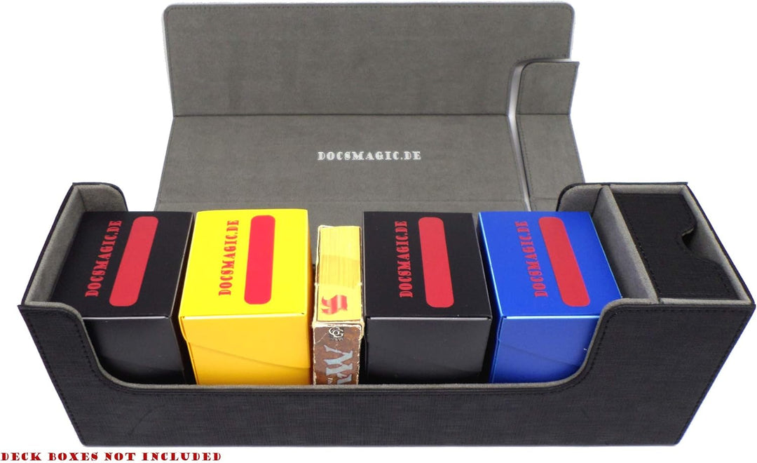 docsmagic.de Premium Magnetic Tray Long Box Black Medium - Card Deck Storage - Kartenbox Aufbewahrun