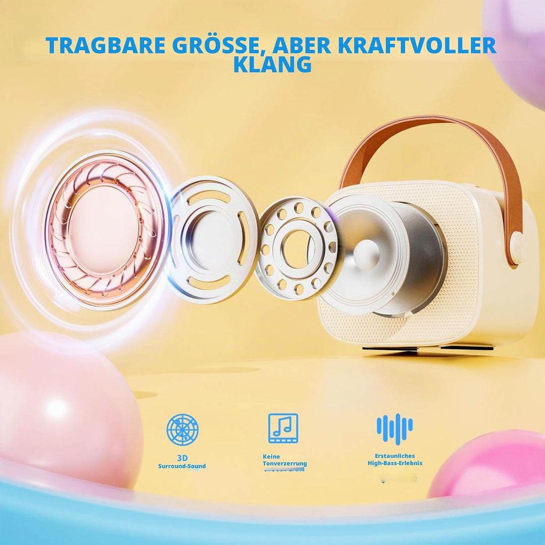 Karaoke Maschine Kinder Mini Karaoke Maschine mit 1 Mikrofon Bluetooth-Lautsprecher mit LED-Lichtern