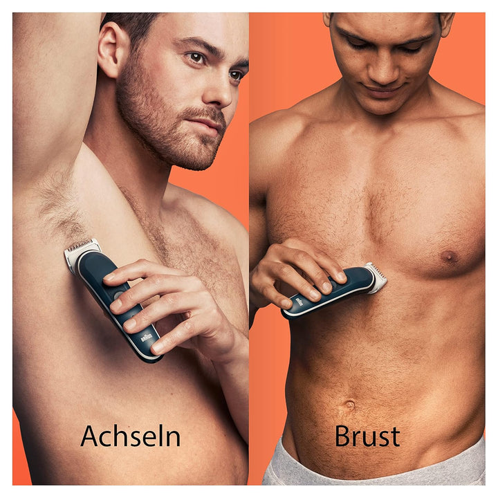 Braun Bodygroomer Series 5, Elektrischer Körperrasierer Herren mit 3 Zubehörteile, Kabelloser Trimme