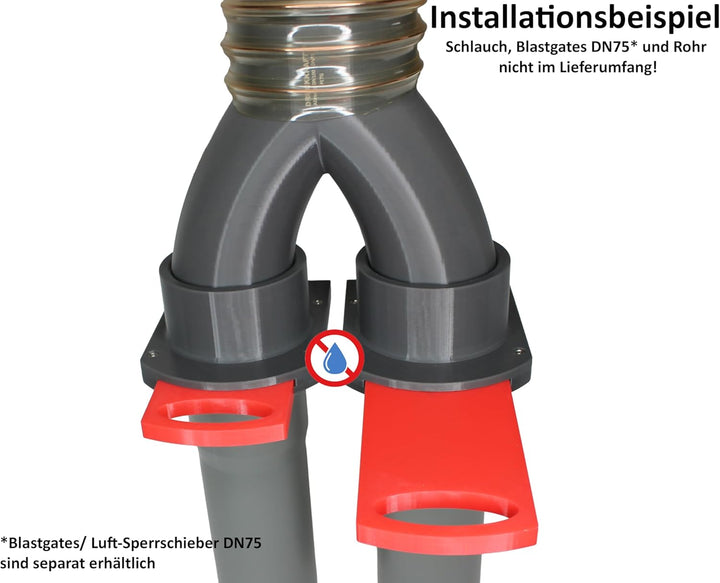 DRUCKKRAFT 2-Wege Abzweig Rohr DN100 - DN75 | Abzweigstück | Y-Verteiler | Absauganlage | Rohrverbin
