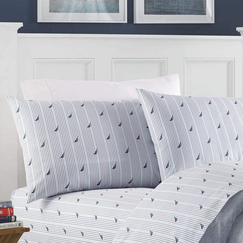 Nautica - Perkal-Kollektion – Bettwäsche-Set – 100% Baumwolle, knackig und kühl, leichte und feuchti