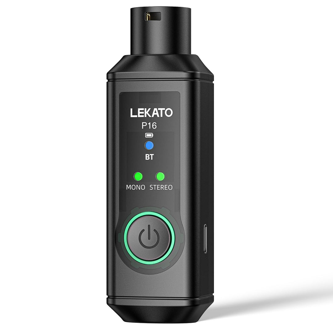 LEKATO P16 Bluetooth XLR Empfänger, Mono/Stereo Audio Receiver mit 15H Laufzeit für PA-, DJ-Systeme