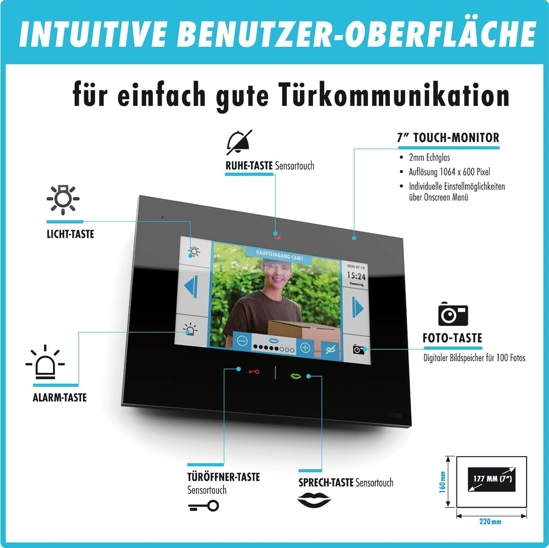 m-e iP Video-Türsprechanlage RFID anthrazit/schwarz | Aluminium Aussenstation für 1-Familienhaus | 7