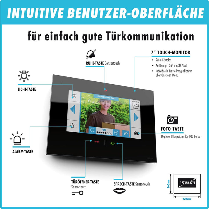 m-e iP Video-Türsprechanlage RFID anthrazit/schwarz | Aluminium Aussenstation für 1-Familienhaus | 7